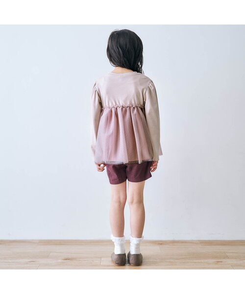 apres les cours(アプレレクール)の「お花モチーフ付きチュールTシャツ(Tシャツ/カットソー・キッズ・ピンク/ベージュ/グレー・130/120/80/140/100/90/110)」の5枚目の写真