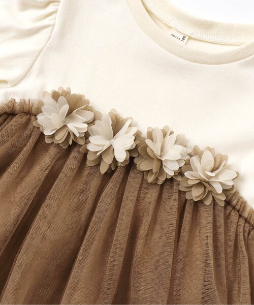 apres les cours(アプレレクール)の「お花モチーフ付きチュールTシャツ(Tシャツ/カットソー・キッズ・ピンク/ベージュ/グレー・130/120/80/140/100/90/110)」の14枚目の写真