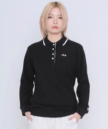 FILA/フィラ WEB限定 ワンポイント ロゴ刺繍 綿100% 衿ライン ボタンダウン 長袖 ポロシャツ