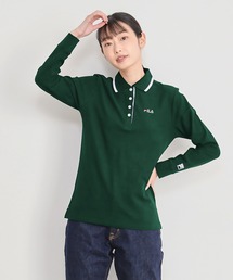 FILA/フィラ WEB限定 ワンポイント ロゴ刺繍 綿100% 衿ライン ボタンダウン 長袖 ポロシャツ