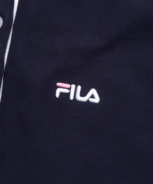FILA（フィラ）の「FILA/フィラ WEB限定 ワンポイント ロゴ刺繍 綿100% 衿ライン ボタンダウン 長袖 ポロシャツ（ポロシャツ・レディース・ホワイト/ブラック/ネイビー/ダークグリーン・M/L/LL）」の12枚目の写真