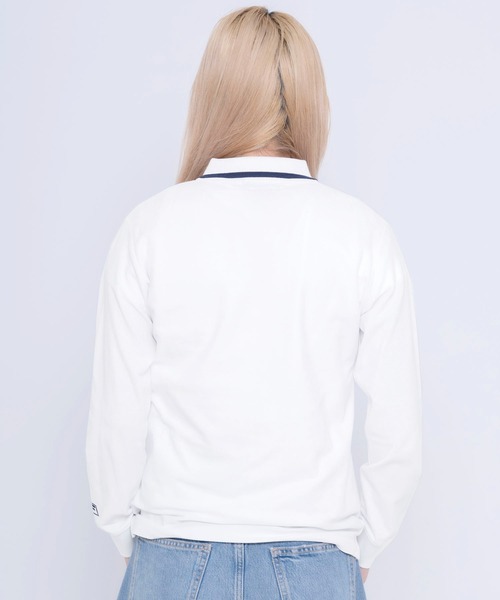 FILA（フィラ）の「FILA/フィラ WEB限定 ワンポイント ロゴ刺繍 綿100% 衿ライン ボタンダウン 長袖 ポロシャツ（ポロシャツ・レディース・ホワイト/ブラック/ネイビー/ダークグリーン・M/L/LL）」の16枚目の写真