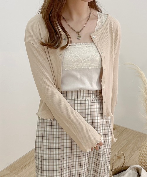 apres jour clair（アプレジュールクレア）の「【apres jour clair】2wayワッフルカーデ【ZOZOTOWN限定アイテム】（Tシャツ/カットソー・レディース・ライトグレー/ベージュ/アイボリー/ミント・X-LARGE/フリー）」の3枚目の写真