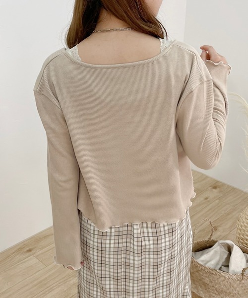 apres jour clair（アプレジュールクレア）の「【apres jour clair】2wayワッフルカーデ【ZOZOTOWN限定アイテム】（Tシャツ/カットソー・レディース・ライトグレー/ベージュ/アイボリー/ミント・X-LARGE/フリー）」の8枚目の写真