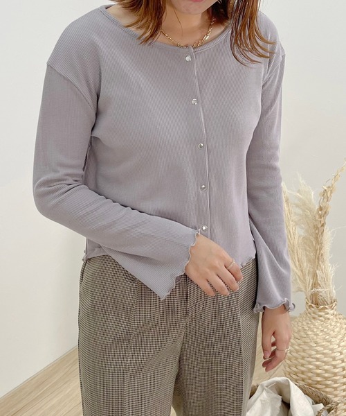 apres jour clair（アプレジュールクレア）の「【apres jour clair】2wayワッフルカーデ【ZOZOTOWN限定アイテム】（Tシャツ/カットソー・レディース・ライトグレー/ベージュ/アイボリー/ミント・X-LARGE/フリー）」の12枚目の写真