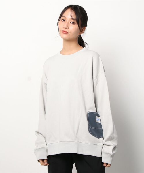 Lee(リー)の「Lee/リー ビッグシルエット サイドポケット スウェット トレーナー(スウェット・メンズ・グレー/ブラック/ベージュ・S/M/L/XL)」の12枚目の写真