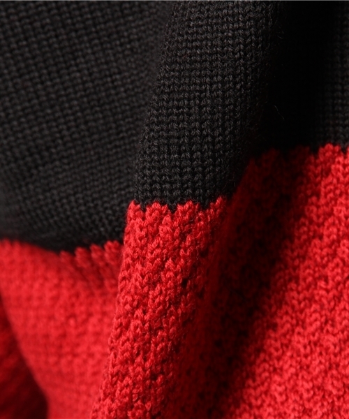 Lui's（ルイス）の「Lui's 編柄切替ボーダーニット（ニット/セーター・メンズ・ネイビー/ブラック/ホワイト・MEDIUM/SMALL）」の9枚目の写真