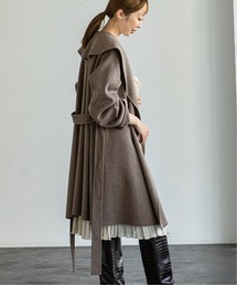 美品 ノーブル 近年 リバーオーバーカラーミディコート ダブルフェイス 女優襟 Noble（ノーブル）の「W/Nリバーオーバーカラーミディコート◇（その他