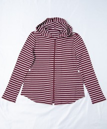 GGD | ソフトストレッチカノコボーダー柄フードカーディガン(カーディガン/ボレロ)