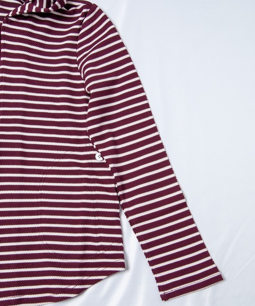 GGD（ジージーディー）の「ソフトストレッチカノコボーダー柄フードカーディガン（カーディガン/ボレロ・レディース・レッド/ネイビー・LL/M/L/XXL）」の9枚目の写真