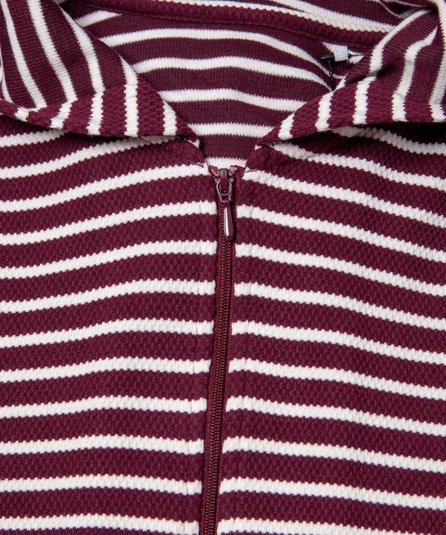 GGD（ジージーディー）の「ソフトストレッチカノコボーダー柄フードカーディガン（カーディガン/ボレロ・レディース・レッド/ネイビー・LL/M/L/XXL）」の8枚目の写真