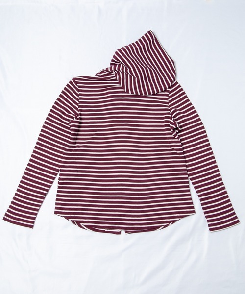 GGD（ジージーディー）の「ソフトストレッチカノコボーダー柄フードカーディガン（カーディガン/ボレロ・レディース・レッド/ネイビー・LL/M/L/XXL）」の5枚目の写真