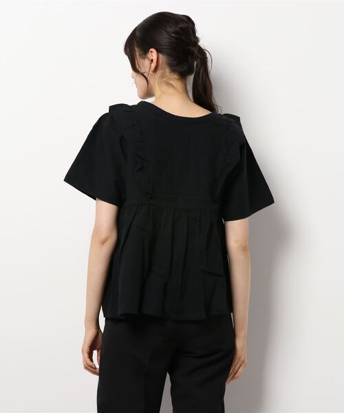 Samansa Mos2（サマンサ モスモス）の「前後着フリルシャツ（シャツ/ブラウス・レディース・ピンク/ブルー/キナリ/ブラック・ﾌﾘ-）」の6枚目の写真