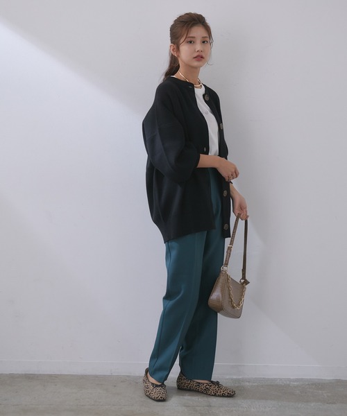 vis-`a-vis（ビサビ）の「【WEB限定】万能ミラノリブクルーネックざっくりカーディガン（カーディガン/ボレロ・レディース・ブラック/ピンク/キナリ/ベージュ系その他/ターコイズブルー・FREE）」の11枚目の写真