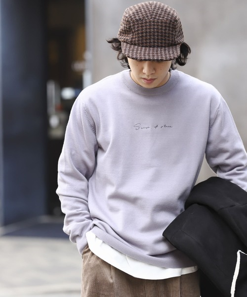 SENSE OF PLACE by URBAN RESEARCH（センスオブプレイスバイアーバンリサーチ）の「シシュウストレッチクルーネックセーター（ニット/セーター・メンズ・グリーン/オレンジ/ブラック/ブラウン/ブルー/ホワイト系その他/アイボリー・MEDIUM/LARGE）」の7枚目の写真