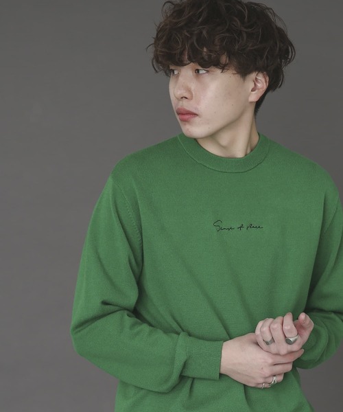 SENSE OF PLACE by URBAN RESEARCH（センスオブプレイスバイアーバンリサーチ）の「シシュウストレッチクルーネックセーター（ニット/セーター・メンズ・グリーン/オレンジ/ブラック/ブラウン/ブルー/ホワイト系その他/アイボリー・MEDIUM/LARGE）」の14枚目の写真