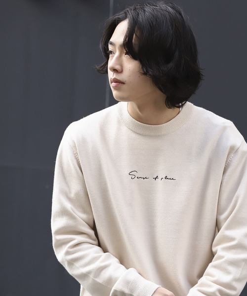 SENSE OF PLACE by URBAN RESEARCH（センスオブプレイスバイアーバンリサーチ）の「シシュウストレッチクルーネックセーター（ニット/セーター・メンズ・グリーン/オレンジ/ブラック/ブラウン/ブルー/ホワイト系その他/アイボリー・MEDIUM/LARGE）」の19枚目の写真