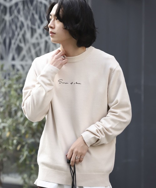 SENSE OF PLACE by URBAN RESEARCH（センスオブプレイスバイアーバンリサーチ）の「シシュウストレッチクルーネックセーター（ニット/セーター・メンズ・グリーン/オレンジ/ブラック/ブラウン/ブルー/ホワイト系その他/アイボリー・MEDIUM/LARGE）」の20枚目の写真