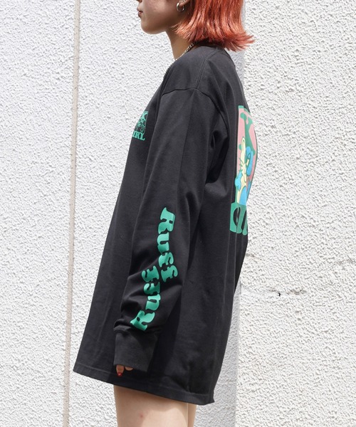 X-girl(エックスガール)の「CAT & DOG L/S TEE(Tシャツ/カットソー・レディース・ブラウン/ホワイト/ブラック・S/XL/L/M)」の5枚目の写真