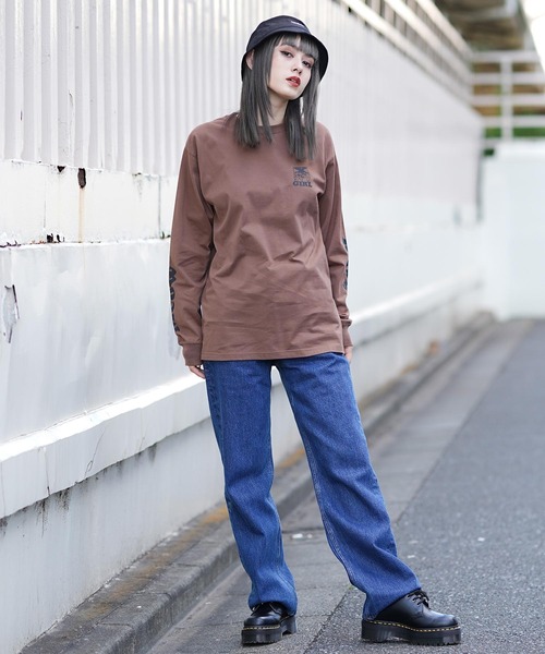 X-girl（エックスガール）の「CAT ＆ DOG L/S TEE（Tシャツ
