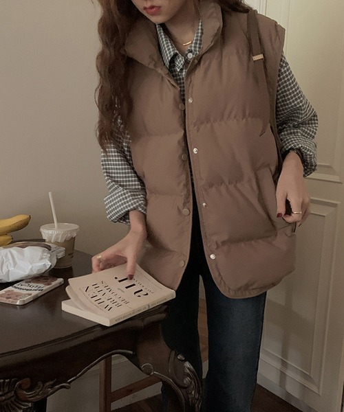 aimoha（アイモハ）の「エコダウンベスト（ダウンベスト・レディース・チョコ/ベージュ/グリーン/ブラック・FREE）」の16枚目の写真