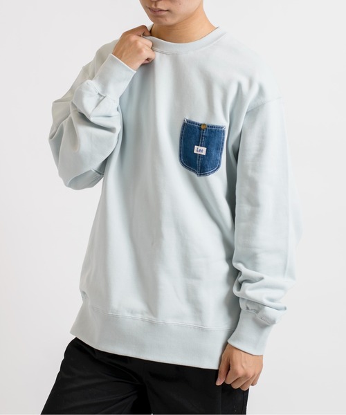 Lee(リー)の「【Lee】デニムポケットリメイク風スウェットプルオーバー トレーナー LT2967(スウェット・レディース・ブラック/グレー/ブルー/スモークピンク・S/M/L/XL)」の4枚目の写真