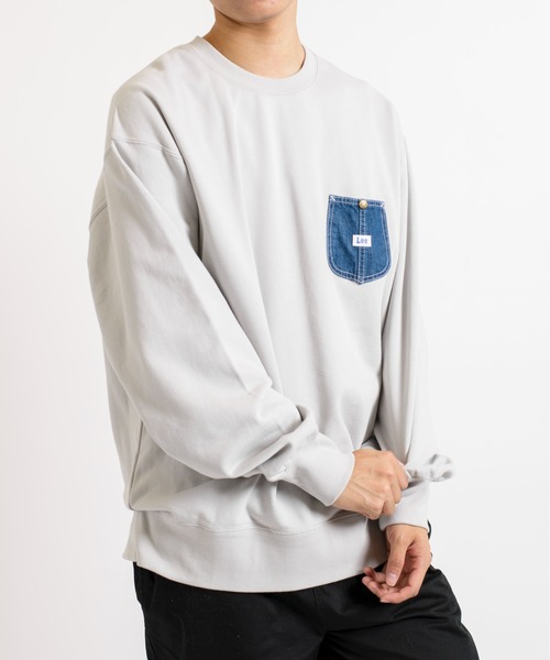 Lee(リー)の「【Lee】デニムポケットリメイク風スウェットプルオーバー トレーナー LT2967(スウェット・レディース・ブラック/グレー/ブルー/スモークピンク・S/M/L/XL)」の14枚目の写真