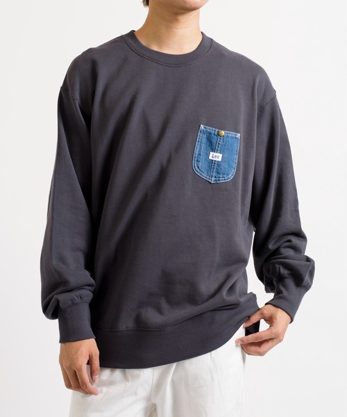 Lee(リー)の「【Lee】デニムポケットリメイク風スウェットプルオーバー トレーナー LT2967(スウェット・レディース・ブラック/グレー/ブルー/スモークピンク・S/M/L/XL)」の7枚目の写真