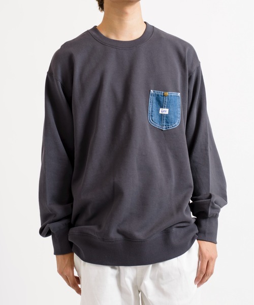 Lee(リー)の「【Lee】デニムポケットリメイク風スウェットプルオーバー トレーナー LT2967(スウェット・レディース・ブラック/グレー/ブルー/スモークピンク・S/M/L/XL)」の8枚目の写真