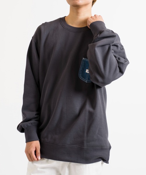 Lee(リー)の「【Lee】デニムポケットリメイク風スウェットプルオーバー トレーナー LT2967(スウェット・レディース・ブラック/グレー/ブルー/スモークピンク・S/M/L/XL)」の9枚目の写真