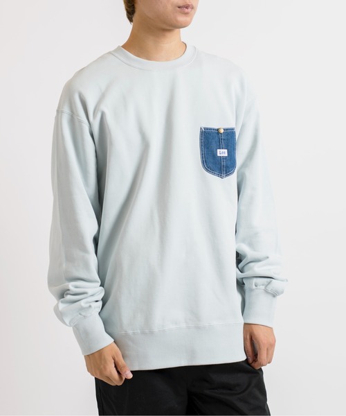 Lee(リー)の「【Lee】デニムポケットリメイク風スウェットプルオーバー トレーナー LT2967(スウェット・レディース・ブラック/グレー/ブルー/スモークピンク・S/M/L/XL)」の18枚目の写真