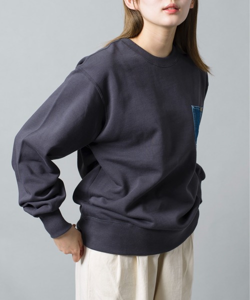 Lee(リー)の「【Lee】デニムポケットリメイク風スウェットプルオーバー トレーナー LT2967(スウェット・レディース・ブラック/グレー/ブルー/スモークピンク・S/M/L/XL)」の12枚目の写真