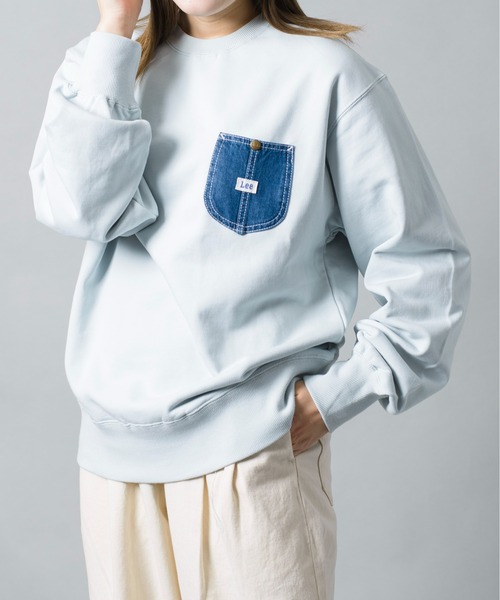 Lee(リー)の「【Lee】デニムポケットリメイク風スウェットプルオーバー トレーナー LT2967(スウェット・レディース・ブラック/グレー/ブルー/スモークピンク・S/M/L/XL)」の22枚目の写真