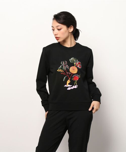 MAISON SCOTCH(メゾンスコッチ)の「クルーネック グラフィックスウェット【164926】(スウェット・レディース・ブラウン/ブラック・X-SMALL/SMALL)」の6枚目の写真