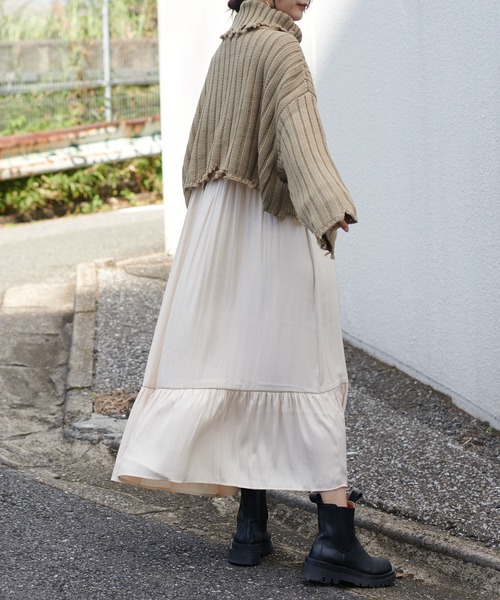 BONbazaar（ボンバザール）の「ショート丈ダメージBIGニット（ニット/セーター・レディース・ブラック/カーキ/ホワイト系その他・FREE）」の5枚目の写真