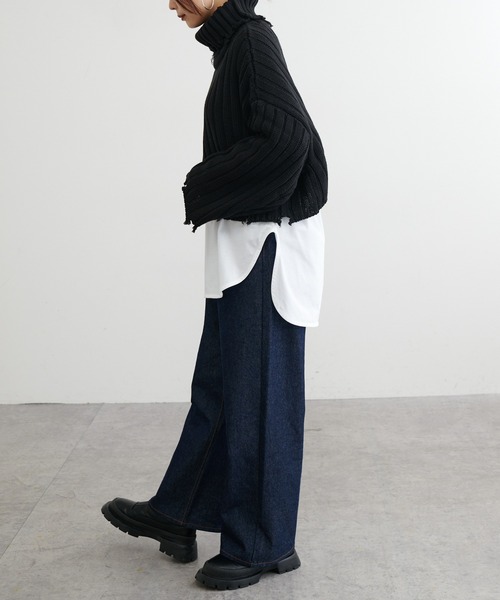 BONbazaar（ボンバザール）の「ショート丈ダメージBIGニット（ニット/セーター・レディース・ブラック/カーキ/ホワイト系その他・FREE）」の12枚目の写真