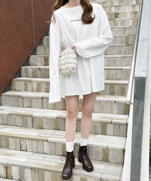 Heather(ヘザー)の「あいねねロゴユルTEE 257755(Tシャツ/カットソー・レディース・オフホワイト/ベージュ/チャコールグレー・FREE)」の5枚目の写真