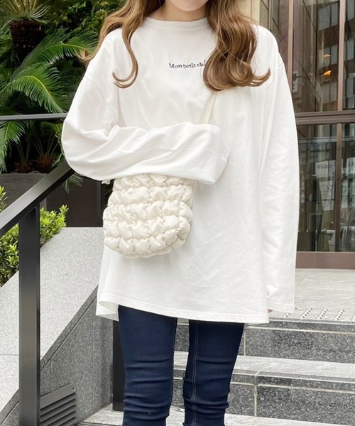 Heather(ヘザー)の「あいねねロゴユルTEE 257755(Tシャツ/カットソー・レディース・オフホワイト/ベージュ/チャコールグレー・FREE)」の6枚目の写真