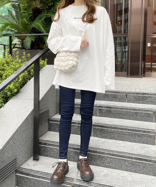 Heather(ヘザー)の「あいねねロゴユルTEE 257755(Tシャツ/カットソー・レディース・オフホワイト/ベージュ/チャコールグレー・FREE)」の7枚目の写真