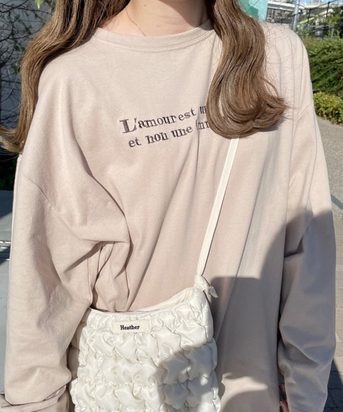 Heather(ヘザー)の「あいねねロゴユルTEE 257755(Tシャツ/カットソー・レディース・オフホワイト/ベージュ/チャコールグレー・FREE)」の16枚目の写真