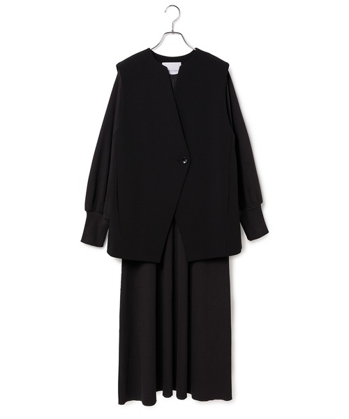 ADAM ET ROPE'（アダムエロペ）の「【SETアイテム】キーネックジレコンビリブドレス（ワンピース・レディース・ブラック/キナリ・FREE）」の8枚目の写真