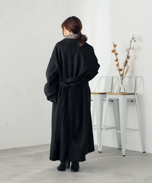 fupel（フぺル）の「ダブルチェスターコート（チェスターコート・レディース・ブラック/モカ・SMALL/MEDIUM）」の10枚目の写真