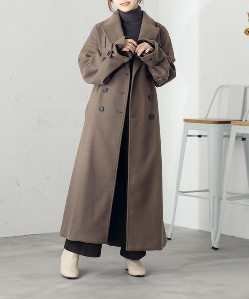 fupel（フぺル）の「ダブルチェスターコート（チェスターコート・レディース・ブラック/モカ・SMALL/MEDIUM）」の12枚目の写真