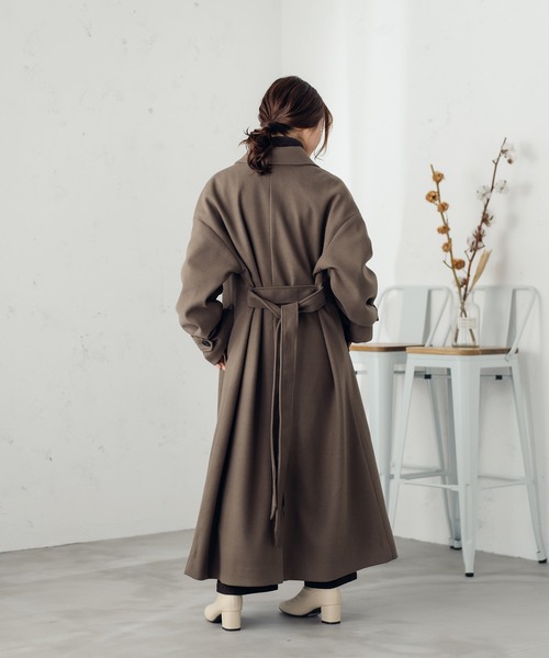 fupel（フぺル）の「ダブルチェスターコート（チェスターコート・レディース・ブラック/モカ・SMALL/MEDIUM）」の4枚目の写真