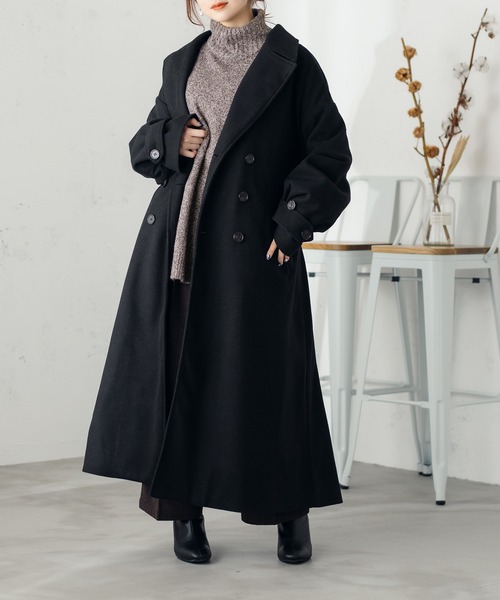 fupel（フぺル）の「ダブルチェスターコート（チェスターコート・レディース・ブラック/モカ・SMALL/MEDIUM）」の6枚目の写真