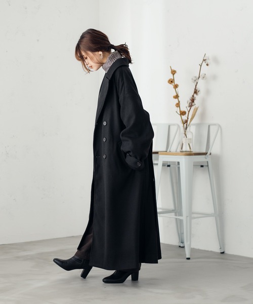 fupel（フぺル）の「ダブルチェスターコート（チェスターコート・レディース・ブラック/モカ・SMALL/MEDIUM）」の8枚目の写真