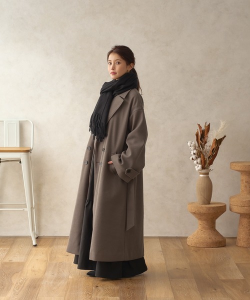 fupel（フぺル）の「ダブルチェスターコート（チェスターコート・レディース・ブラック/モカ・SMALL/MEDIUM）」の5枚目の写真