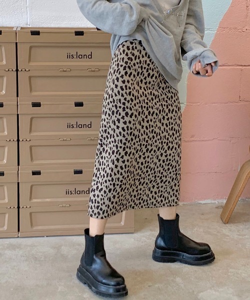 ハイウエストレオパード柄ジャガードスカート（スカート）｜MANGROVE