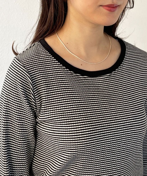 Shelly island(シェリーアイランド)の「ボーダーロングスリーブTシャツ(Tシャツ/カットソー・レディース・ブラック/グリーン・FREE)」の10枚目の写真