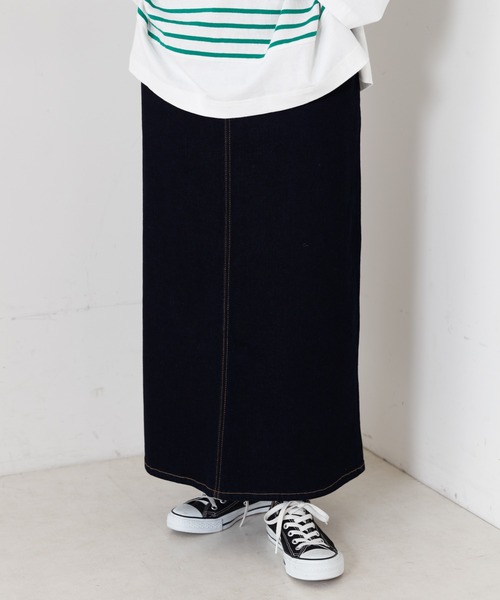 CIAOPANIC TYPY（チャオパニックティピー）の「スタイルアップデニムスカート（デニムスカート・レディース・ネイビー/サックスブルー・SMALL/MEDIUM/LARGE/X-SMALL）」の3枚目の写真